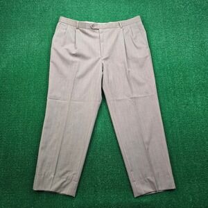 Joseph & Feiss Dress Pants Mens‎ 44x29 Brown Pleated Trousers 100% Wool Preppy